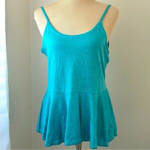 🌸NWT Chaser Scoop Back Peplum Cami. Aqua. Size: Small